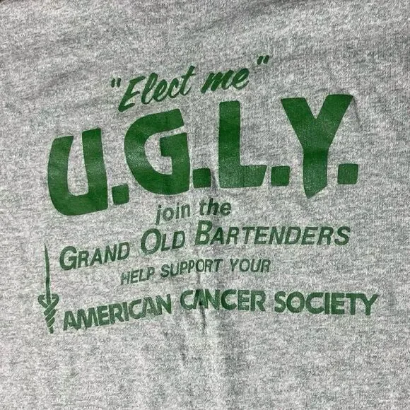 Vintage Single Stitch 1970s/80s UGLY Bartender Election T Shirt Single Stitch - Picture 5 of 7